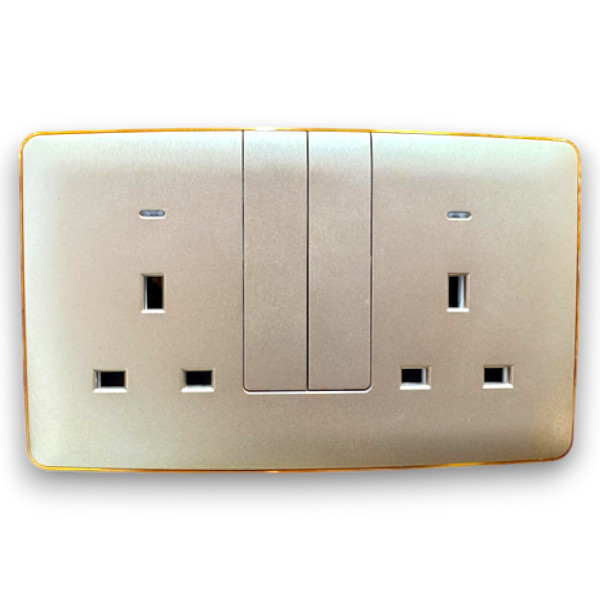 Double 13A switched socket with neon (big button)